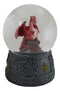 Fantasy Celtic Quadrilateral Knotwork Red Volcano Dragon Water Globe Figurine