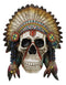 Native American Indian Chief Warpath Skull with Headdress Wall Decor Plaque