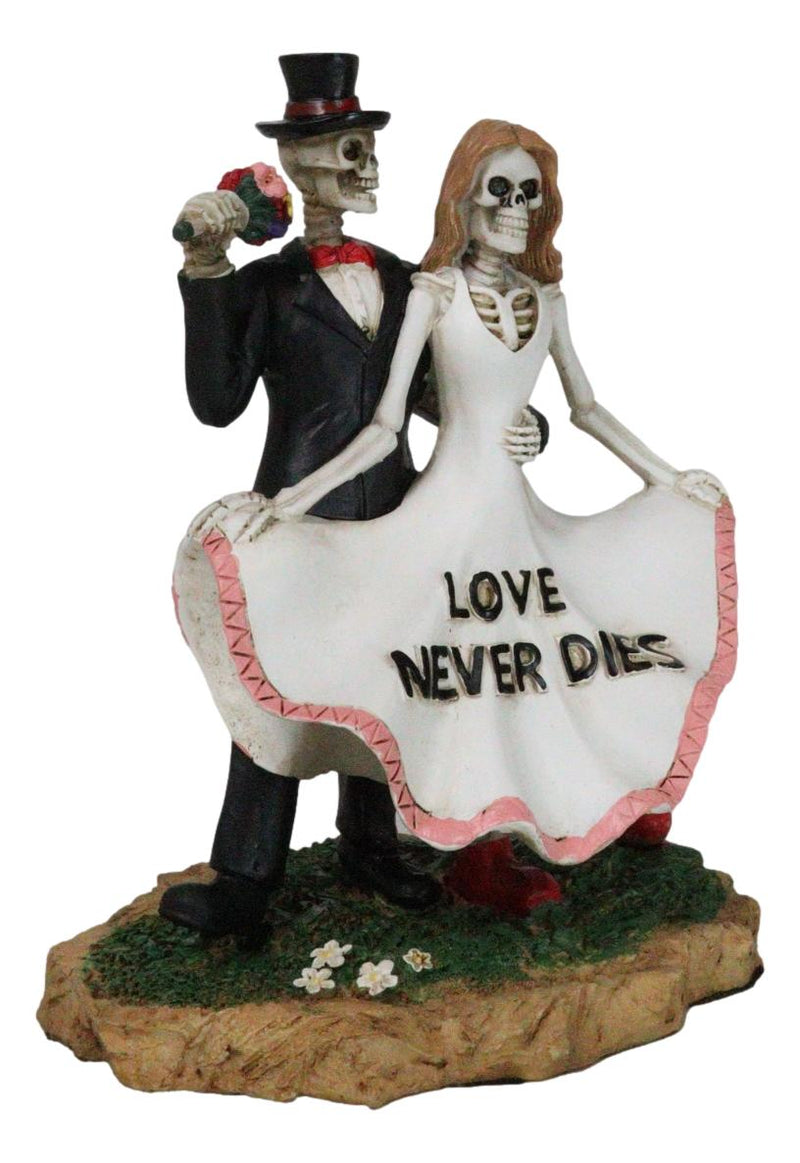 Love Never Dies Skeleton Couple With Flower Bouquet At Prom Night Figurine