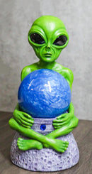 Outer Space UFO ET Roswell Alien Holding Sandstorm Earth Globe Ball Figurine