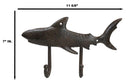 Pack Of 2 Cast Iron Rustic Nautical Marine Great White Shark Double Wall Hooks