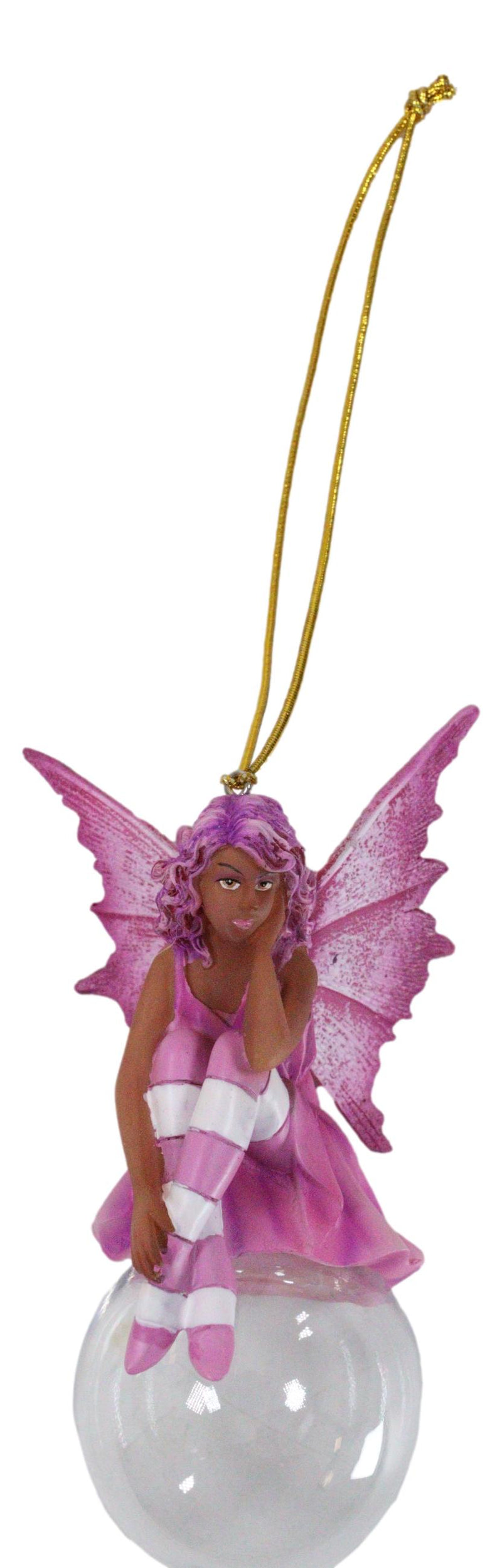 Pink Peony Bubble Rider Fairy Hanging Ornament Amy Brown Holiday Collection