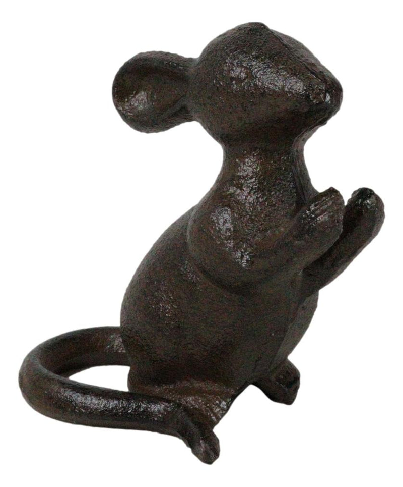 Pack Of 2 Cast Iron Whimsical Standing Mouse Decorative Pen Holder Sculptures