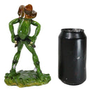 Wild Western Standoff Cowboy Frog With Hat Cigar And 2 Guns On Lilypad Figurine