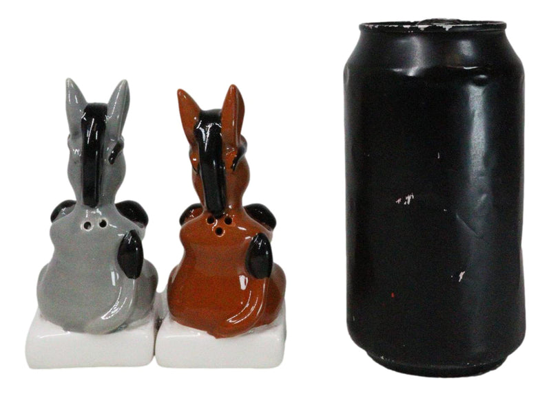 Ceramic Brown And Gray Jackass Donkeys With Cool Shades Salt Pepper Shakers