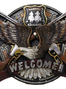 Western Bald Eagle With 2 Rifle Shotguns Cowboy Party Welcome Wall Decor Plaque