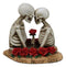 Love Never Dies Skeleton Couple Holding A Stalk of Rose Figurine Cake Topper