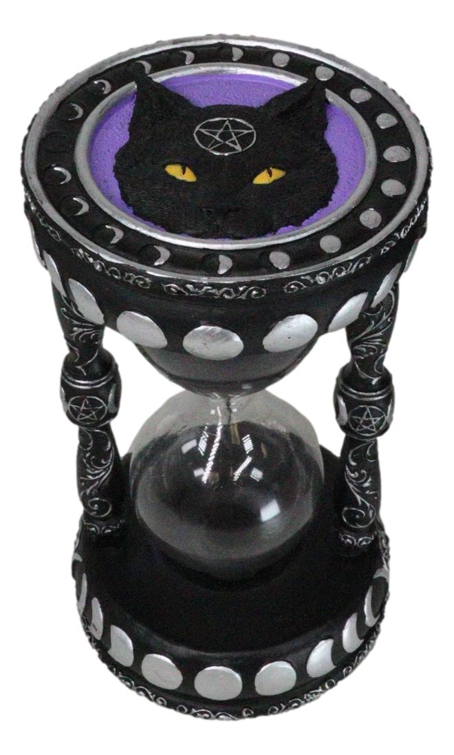 Wicca Phases of The Moon Pentagram Black Cat Invertible Glass Mystic Sand Timer