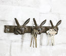 Cast Iron Whimsical 3 Bunny Rabbit Hares Multi Point Wall Coat Hooks Decor