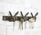 Cast Iron Whimsical 3 Bunny Rabbit Hares Multi Point Wall Coat Hooks Decor