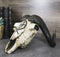 Rustic Western Musk Ox Cattle Bull Skull With Christian Ichthys Symbol Figurine