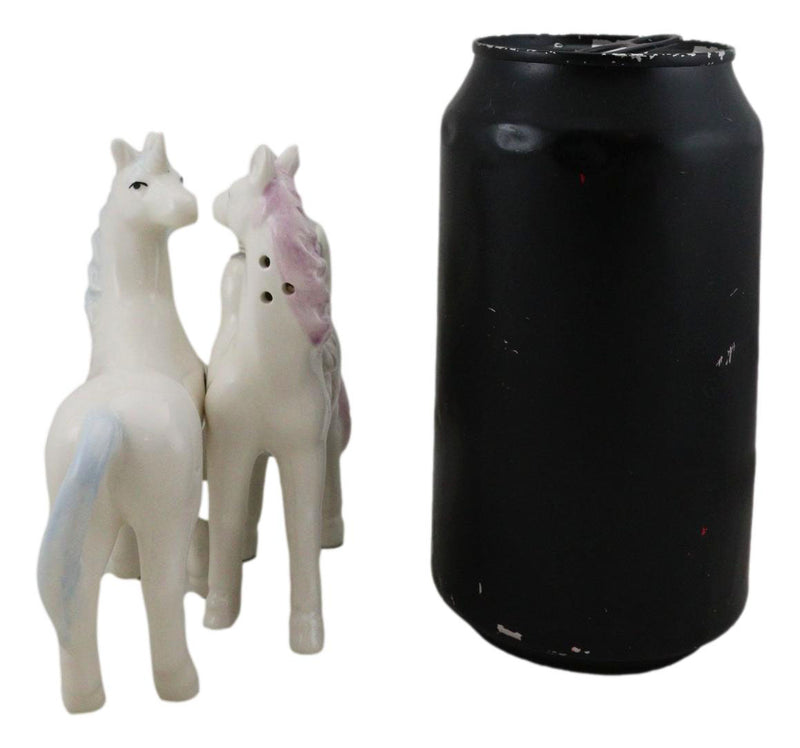 Pink and White Rainbow Mane Kissing Sacred Unicorns Salt And Pepper Sh–  Ebros Gift