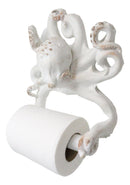 Nautical Marine Sea Octopus Distressed Antique White Wall Toilet Paper Holder