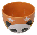 Orange Lucky Panda Bear Ceramic Donburi Ramen Soup Bowl With Chopsticks Set