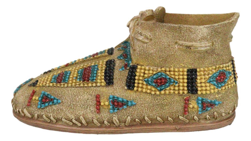 Rustic Tribal Native Indian Moccasin Shoe Shaped Coin Money Bank Jar Figurine