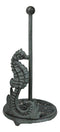 Cast Iron Marine Seahorse With Scroll Pattern Base Kitchen Paper Towel Holder