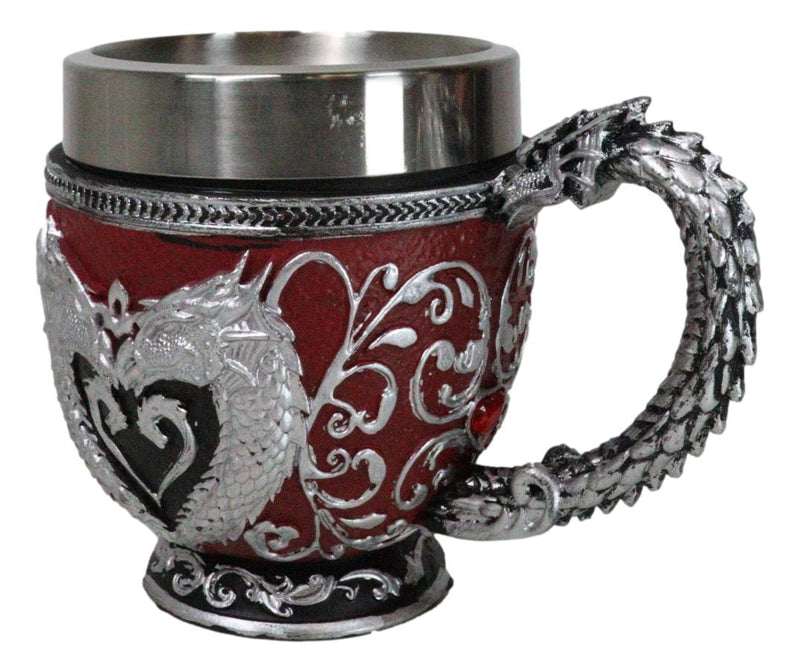 Wicca Scroll Art Dragon Blood Red Vial With Silver Heart Dragons Tea Cup Mug