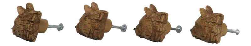 Set Of 4 Western Rustic Forest Black Bear Faux Wooden Cabinet Door Pull Knobs