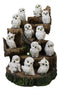 Forest Tree Steppes LED Display Stand With 12 Mini Snow White Owls Figurines Set