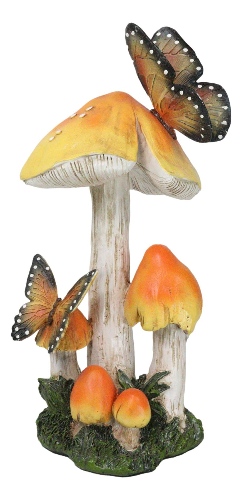 Enchanted Fairy Garden Yellow Toadstool Mushrooms Monarch Butterflies Figurine