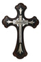 Large 19" H Faux Wooden Family Fleur De Lis French Lily Motif Wall Cross Decor