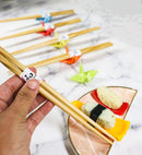 5 Pairs Of Colorful Origami Crane Birds Ceramic Rests With Wooden Chopsticks Set