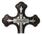 Large 19" H Faux Wooden Family Fleur De Lis French Lily Motif Wall Cross Decor