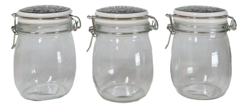 Kitchen Witch Alchemy Apothecary Curses Spells Tricks 6" H Glass Jars 3 Pc Set