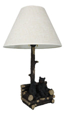 Rustic Forest Black Bears Family Sitting On Tree Logs Cozy Couch Table Lamp