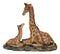 Safari Savannah Masai Giraffe Mother and Calf Sitting On Grasslands Figurine