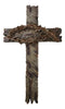 Rustic Western Faux Distressed Wood Crown Of Thorns Ichthys Fish Wall Cross