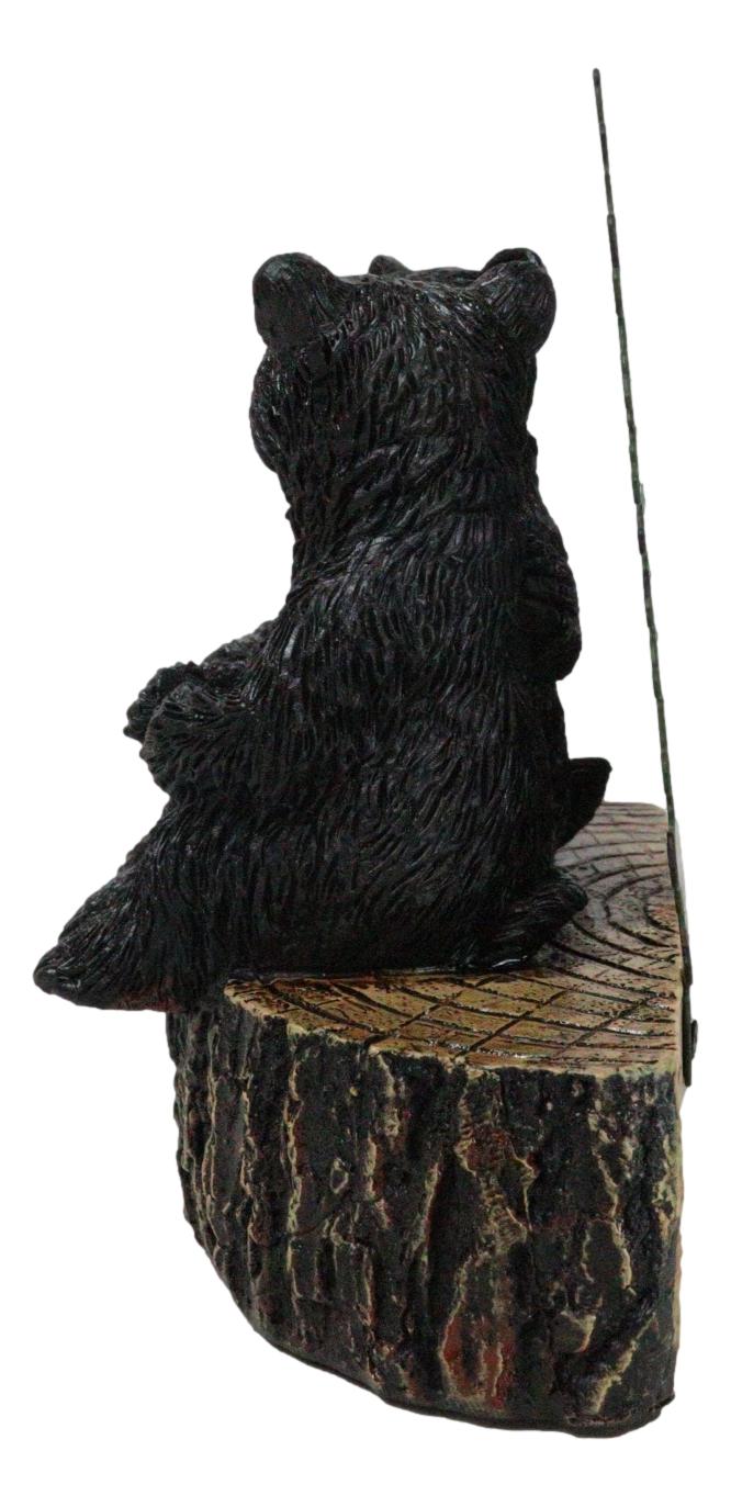 Rustic Black Bear Couple Kissing On Love Tree Ring with Pine Trees Figurine