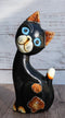 Balinese Wood Handicrafts Adorable Dazed Blue Eyed Feline Cat Figurine 7.25"H