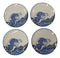 Pack Of 4 Hokusai The Great Wave Of Kanagawa Mount Fuji Round Appetizer Plates