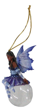 Blue Violet Bubble Rider Fairy Ornament Amy Brown Holiday Collection Accent