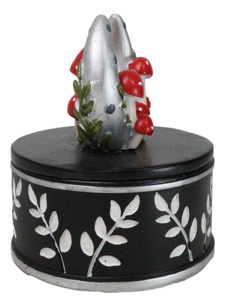 Wiccan Crescent Moon With Toadstool Mushrooms Forest Decorative Jewelry Box