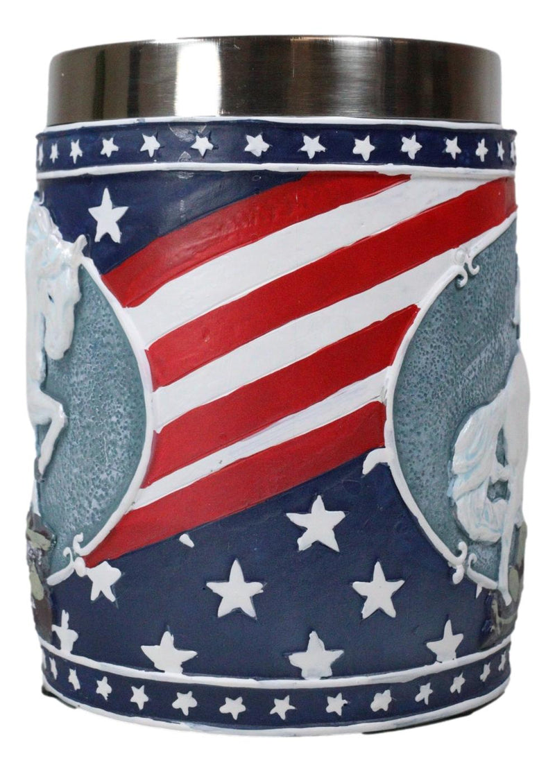 The Trail Of Painted Ponies Unconquered American Flag Patriot Horse Tankard Mug