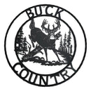 24"Dia Rustic Western Buck Country Mountains Pine Forest Metal Wall Circle Sign