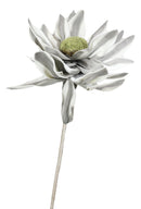 Set of 2 Realistic Artificial Botanica Long White Grey Flower Floral Stems