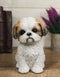 Adorable Lifelike Shih Tzu Puppy Dog Sitting Figurine with Glass Eyes Home Decor