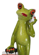 Airport Sky Traveler Lady Frog Wearing Red Heels And Pulling A Suitcase Figurine