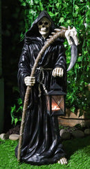 Time Waits For No Man Grim Reaper Holding Scythe And Solar LED Lantern Statue