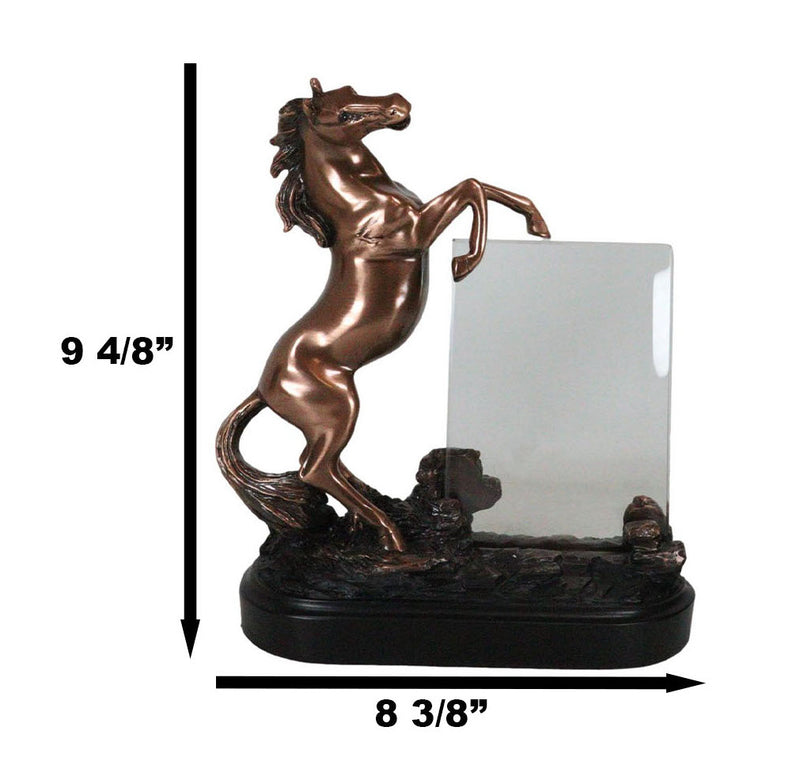 Country Rustic Rearing Horse Equine Beauty Picture Frame 4"X6" Bronzed Figurine