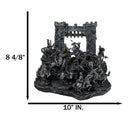 Set of 12 Mini Armored Knights On Horses And Medieval Castle Drawbridge Display