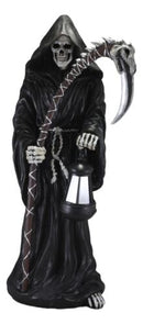 Time Waits For No Man Grim Reaper Holding Scythe And Solar LED Lantern Statue