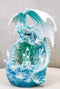 Winter Snow Dragon Resting On Frozen Snow Geode Egg With LED Crystals Figurine