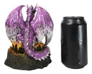 Metallic Purple Silver Volcano Dragon Mother Guarding LED Lighted Egg Figurine