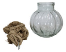 Rustic Farmhouse Woven Jute Rope Macrame Style Hanging Molten Glass Candleholder