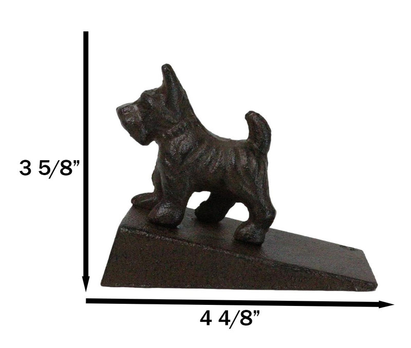 Rustic Cast Iron Whimsical Canine Scottish Terrier Dog Door Stop Stopper Wedge