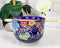 Purple Colorful Flowers In Wind Ceramic Donburi Ramen Bowl With Chopsticks Set